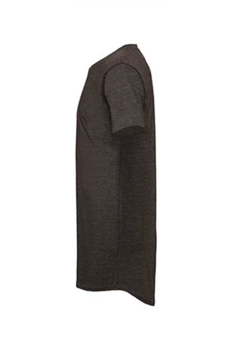 Bella Canvas Men's Long Body Urban Tee - Streetwear Style Drop Tail Hem (Dark Grey Heather)