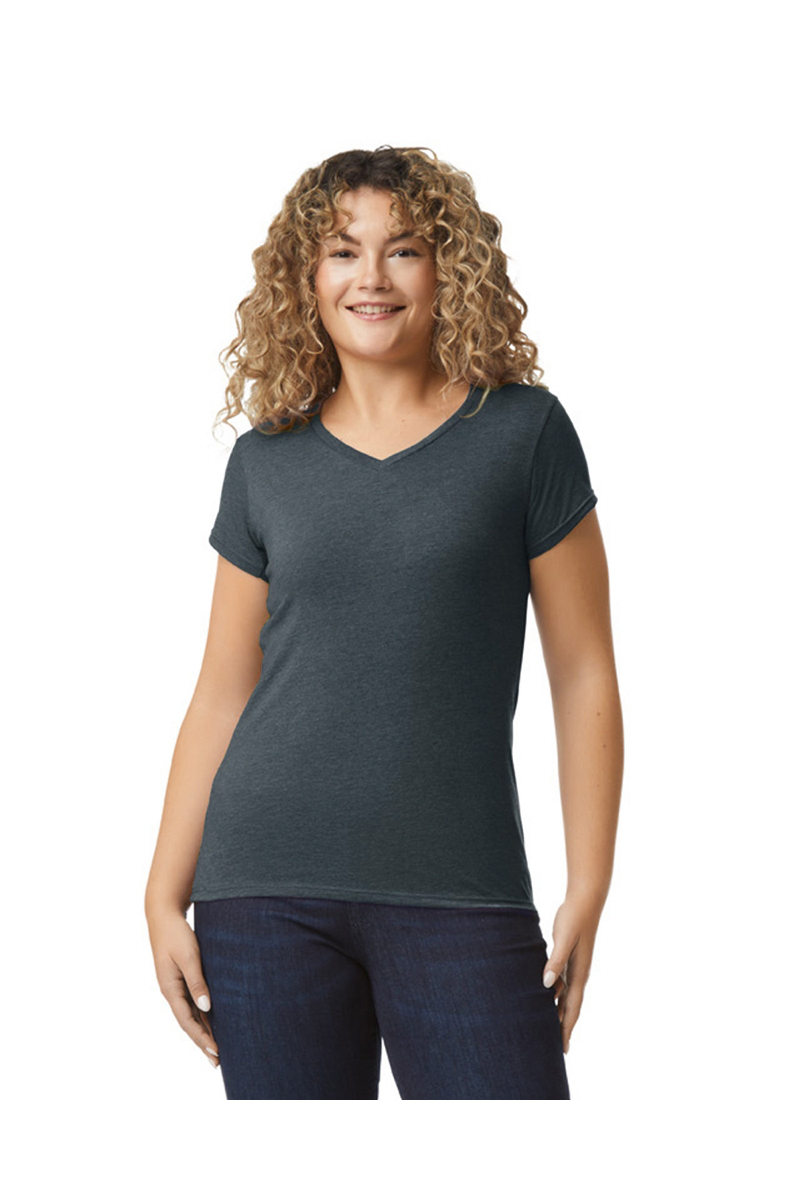 Gildan Softstyle Ring Spun Cotton Women's V-Neck T-Shirt | McCrearys-Tees-
