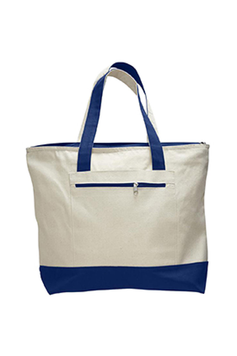 Q-TEES 100% Cotton Zipper Tote with Color Handles | McCrearys-Tees-