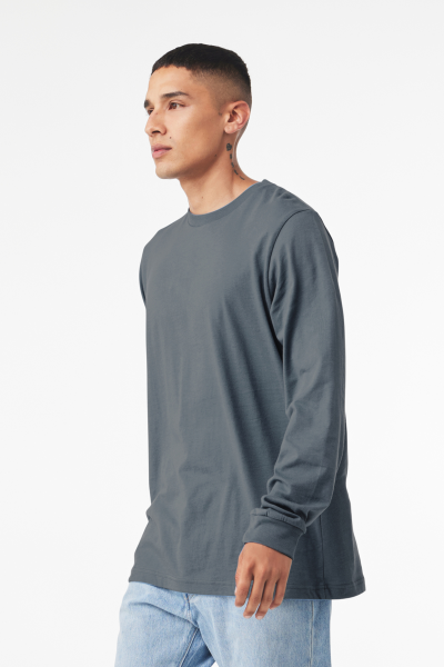 Bella Canvas Men's Jersey Short Sleeve T-Shirt - Soft Cotton Tee In Black-Asphalt, Pull-On Design