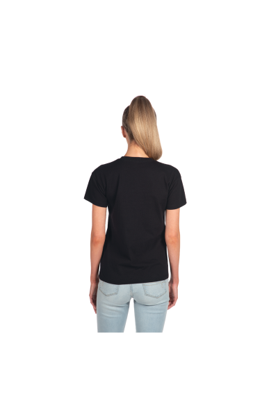 Women's Rib Collar T-Shirt - 60% Cotton 40% Polyester, Tear-Away Label, Comfort Fit, White, Small