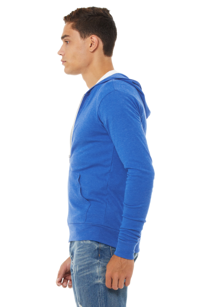Bella Canvas Unisex Triblend Full-Zip Hoodie - Lightweight & Eco-Friendly | Char-Black | Retail Fit - View #2